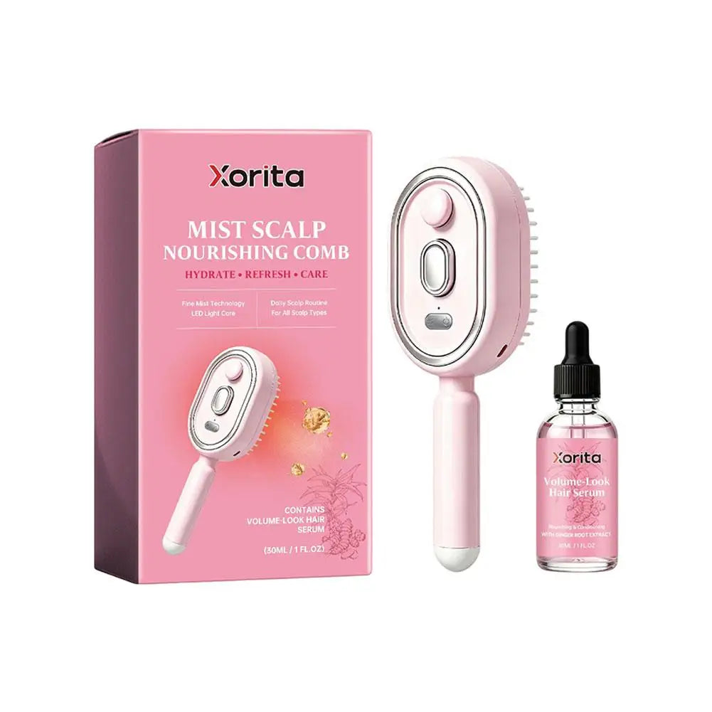  Electric Spray Air Cushion Scalp Comb With Nourishing Hair Growth Serum